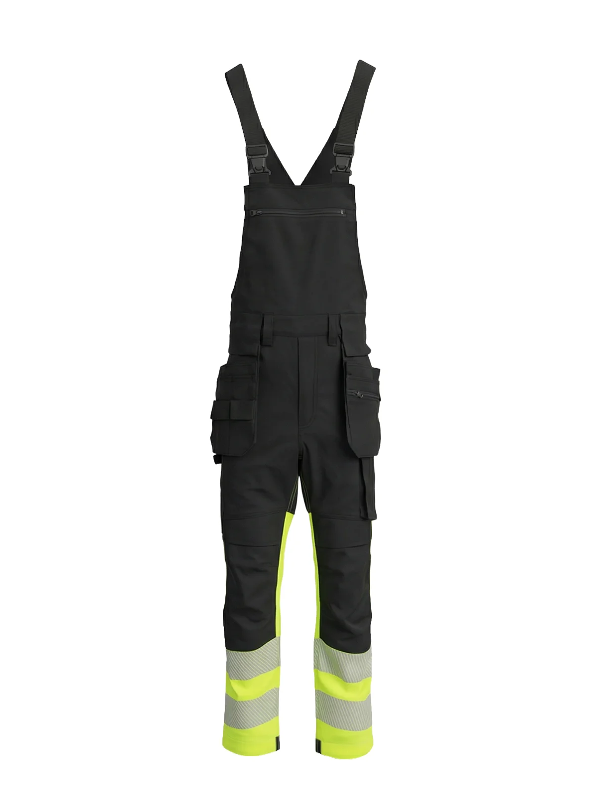 Pantaloni elastici din bumbac cu bretele COMBO Hi-vis Class 1